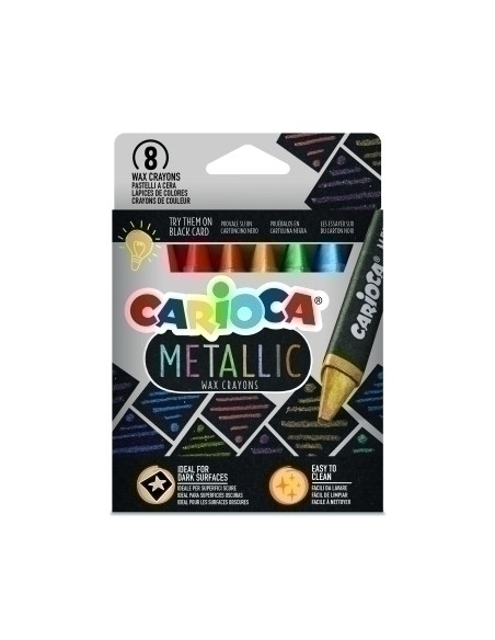 CERAS de COLORES CARIOCA METALLIC MAXI TRIANGULAR CAJA de 8