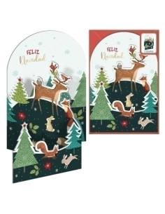 CHRISTMAS DOHE ESCENAS DESPLEGABLES 115x170 ANIMALES EN EL BOSQUE