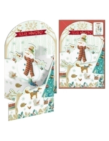 CHRISTMAS DOHE ESCENAS DESPLEGABLES 115x170 MUÑECO DE NIEVE
