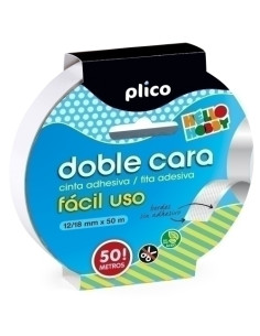 CINTA ADHESIVA DOBLE CARA PLICO rollo 50x1218 FACIL USO