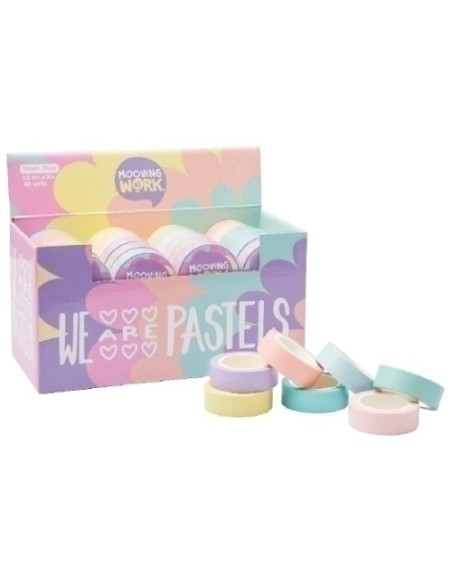 CINTA ADHESIVA MOOVING PASTEL GLITTER 15cm x 5m EXPOSITOR de 48