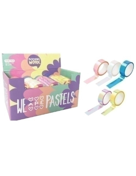 CINTA ADHESIVA MOOVING PASTEL HOLO 15cm x 5m EXPOSITOR de 48