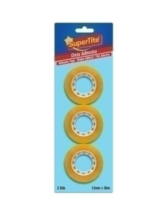 CINTA ADHESIVA SUPERTITE CARAMELO rollo 36x12 BLISTER DE 3
