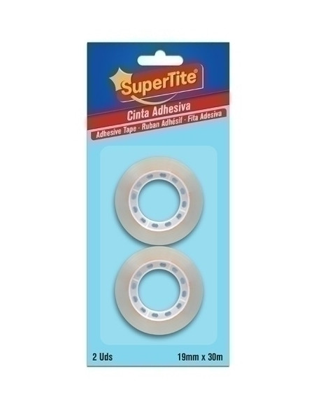 CINTA ADHESIVA SUPERTITE TRANSPARENTE rollo 30x19 BLISTER DE 2
