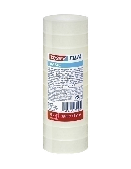 CINTA ADHESIVA TESA BASIC TRANSPARENT rollo 33x15 TORRE de 10