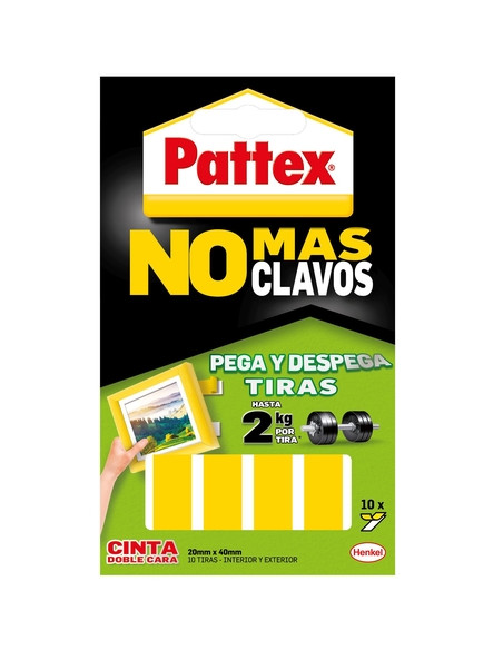 CINTA DOBLE CARA PATTEX NO MAS CLAVOS CINTA PRE CORTE 10 TIRAS removible