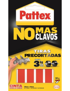 CINTA DOBLE CARA PATTEX NO MAS CLAVOS PRE CORTE 10 TIRAS