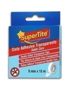 CINTA DOBLE CARA SUPERTITE rollo 15m x 9mm TRANSPARENTE