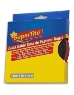 CINTA DOBLE CARA SUPERTITE rollo 5m x 19mm NEGRA