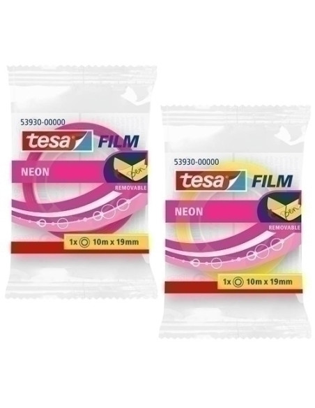 CINTA TESAFILM NEON SURTIDO rollo 10x19