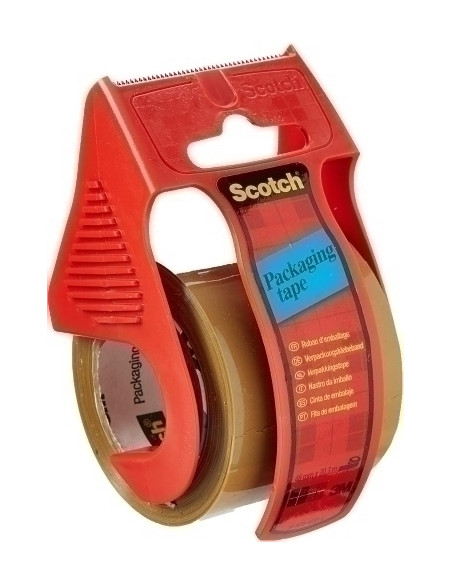 CINTA de EMBALAJE SCOTCH rollo 20x50 con DISPENSADOR MARRON pesos medio-bajos