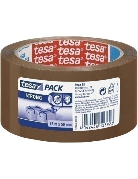 CINTA de EMBALAJE TESA PP rollo 66x50 FUERTE SILENCMARRON