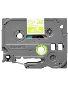 CINTA de ROTULAR BROTHER LAMINADA 5m 12mm BLANCO sobre VERDE LIMA