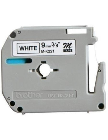 CINTA de ROTULAR BROTHER NO LAMINADA 8m 9mm BLANCO sobre NEGRO