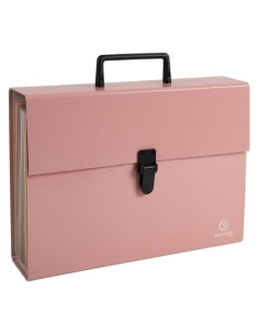 CLASIFICADOR ACORDEON EXACOMPTA AQUAREL F 18 DPTOS MALETIN con ASA y CIERRE PLASTICO CORAL