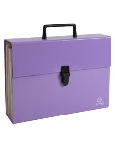 CLASIFICADOR ACORDEON EXACOMPTA AQUAREL F 18 DPTOS MALETIN con ASA y CIERRE PLASTICO MALVA