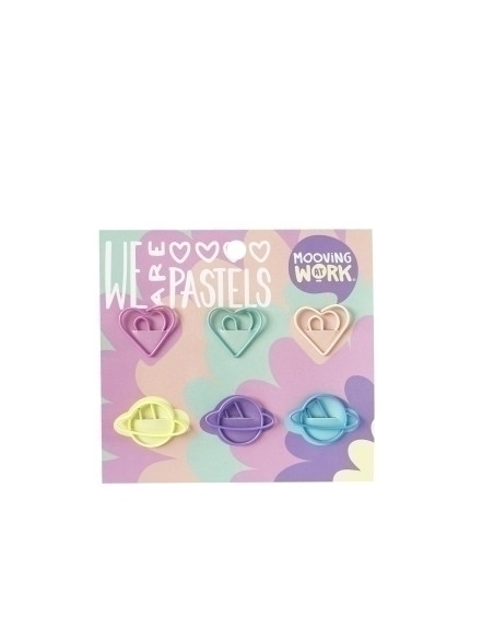 CLIP COLOR MOOVING PASTEL FORMAS 6 PIEZAS