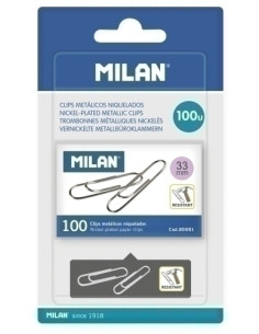 CLIP MILAN 33 mm LABIADO NIQUELADO CAJA de 100