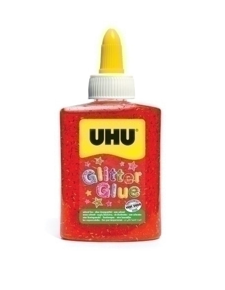 COLA GLITTER GLUE UHU BOTE de 88ml ROJO