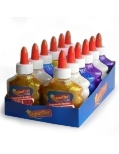 COLA METALLIC GLUE SUPERTITE BOTE de 100ml SURTIDO EXPOSITOR de 12