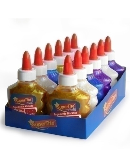 COLA METALLIC GLUE SUPERTITE BOTE de 100ml SURTIDO EXPOSITOR de 12