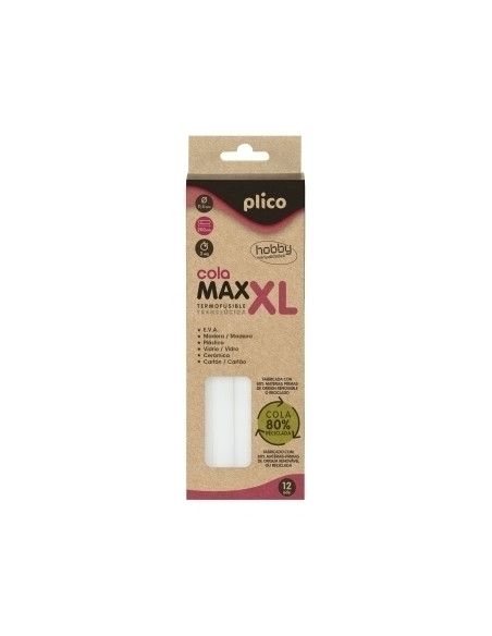 COLA TERMOFUSIBLE en BARRA PLICO MAX XL Ø 115mm x 200mm 80 RECICLADO BLISTER de 12