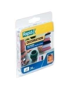 COLA TERMOFUSIBLE en BARRA RAPID D7 UNIVERSAL blister de 36 PURPURINA BLANCOFUCSIANEGRO