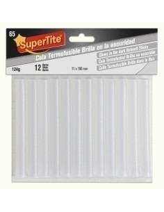 COLA TERMOFUSIBLE en BARRA SUPERTITE 11x100 mm blister de 12 BRILLA EN LA OSCURIDAD