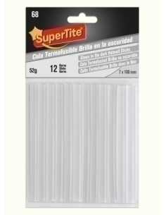COLA TERMOFUSIBLE en BARRA SUPERTITE 7x100 mm blister de 12 BRILLA EN LA OSCURIDAD