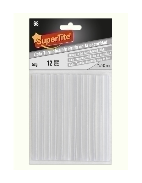 COLA TERMOFUSIBLE en BARRA SUPERTITE 7x100 mm blister de 12 BRILLA EN LA OSCURIDAD