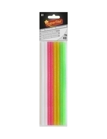COLA TERMOFUSIBLE en BARRA SUPERTITE 7x200 mm blister de 8 NEON SURTIDO