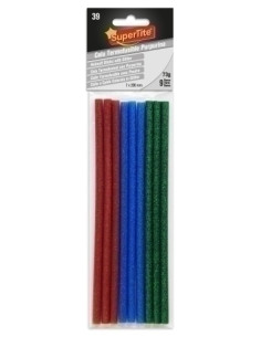 COLA TERMOFUSIBLE en BARRA SUPERTITE 7x200 mm blister de 9 PURPURINA SURTIDO