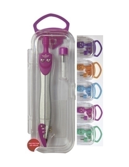 COMPAS ESCOLAR con PROTECTOR AGUJA Y MINA COLORES SURTIDOS