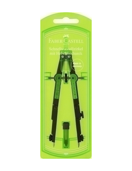 COMPAS FABER-CASTELL MECANISMO PALANCA VERDE NEON