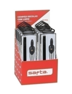 COMPAS SAFTA ESCOLAR CLAPIZ EXPOSITOR DE 10