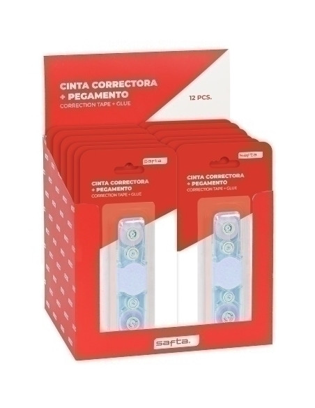 CORRECTOR CINTA SAFTA RETRACTIL  PEGAMENTO EXPOSITOR DE 12