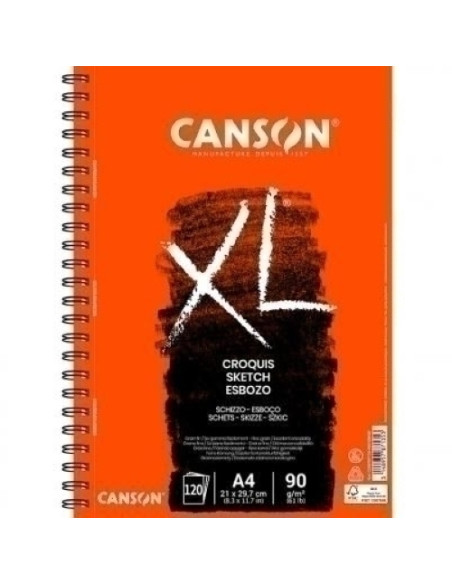 CUADERNO DE DIBUJO CANSON XL CROQUIS CON ESPIRAL GRANO FINO A4 120g 98h