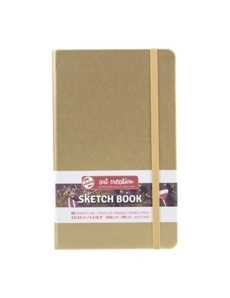 CUADERNO DE DIBUJO TALENS ART CREATION BOCETO COSIDO TAPA DURA con GOMA 130 x 210 mm 140g  80h ORO