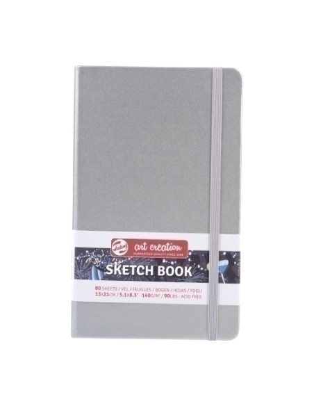 CUADERNO DE DIBUJO TALENS ART CREATION BOCETO COSIDO TAPA DURA con GOMA 130 x 210 mm 140g  80h PLATA