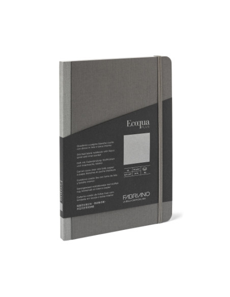 CUADERNO FABRIANO ECOQUA PLUS TELA A5 80hj 90gr LISO ANTRACITA