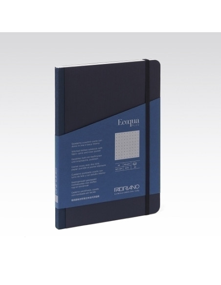 CUADERNO FABRIANO ECOQUA PLUS TELA A5 80hj 90gr PUNTOS DOTS AZUL OSCURO