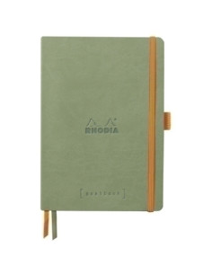 CUADERNO GOALBOOK RHODIA CELADON microtapa POLIPIEL A5 120h 90g PUNTOS DOTS