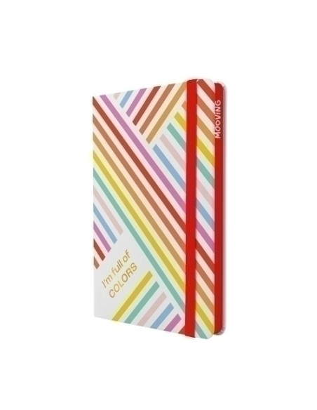 CUADERNO MOOVING TAPA DURA A5 96h 90gr HORIZONTAL con GOMA RAINBOW