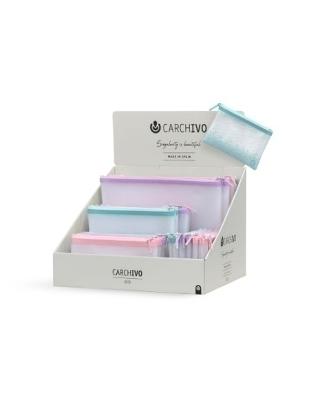DOSIER SOBRE CARCHIVO CREMALLERA EVA-BAG SENSE SURTIDO EXPOSITOR de 48 12 x A4 12 x A5 12 x A6 12 x CHECK