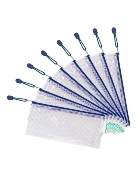 DOSIER SOBRE TARIFOLD CREMALLERA PVC 250x130 mm AZUL PACK de 8
