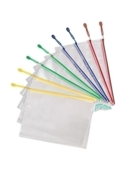 DOSIER SOBRE TARIFOLD CREMALLERA PVC A6 COLORES SURTIDOS PACK de 8