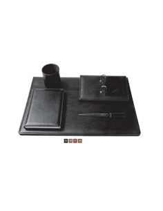 ESCRIBANIA NADAL TOP LINE piel 5 piezas MARRON vade cubilete porta-calendario listín abrecartas