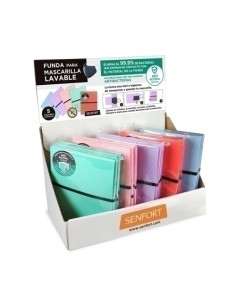 ESTUCHE PORTA MASCARILLA SENFORT ANTIBACTERIANA LAVABLE 120x145 SURTIDO EXPOSITOR de 25