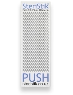 ETIQUETA ANTIMICROBIANA STERISTIK DOOR PUSH 225x75 mm AUTO-ADHESIVA ROLLO de 10
