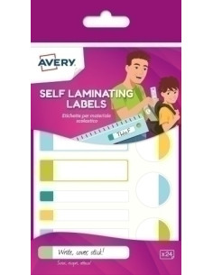 ETIQUETA ESCOLAR AVERY RESISTENTES AL AGUA COLORES MATE SURTIDO BLISTER de 24